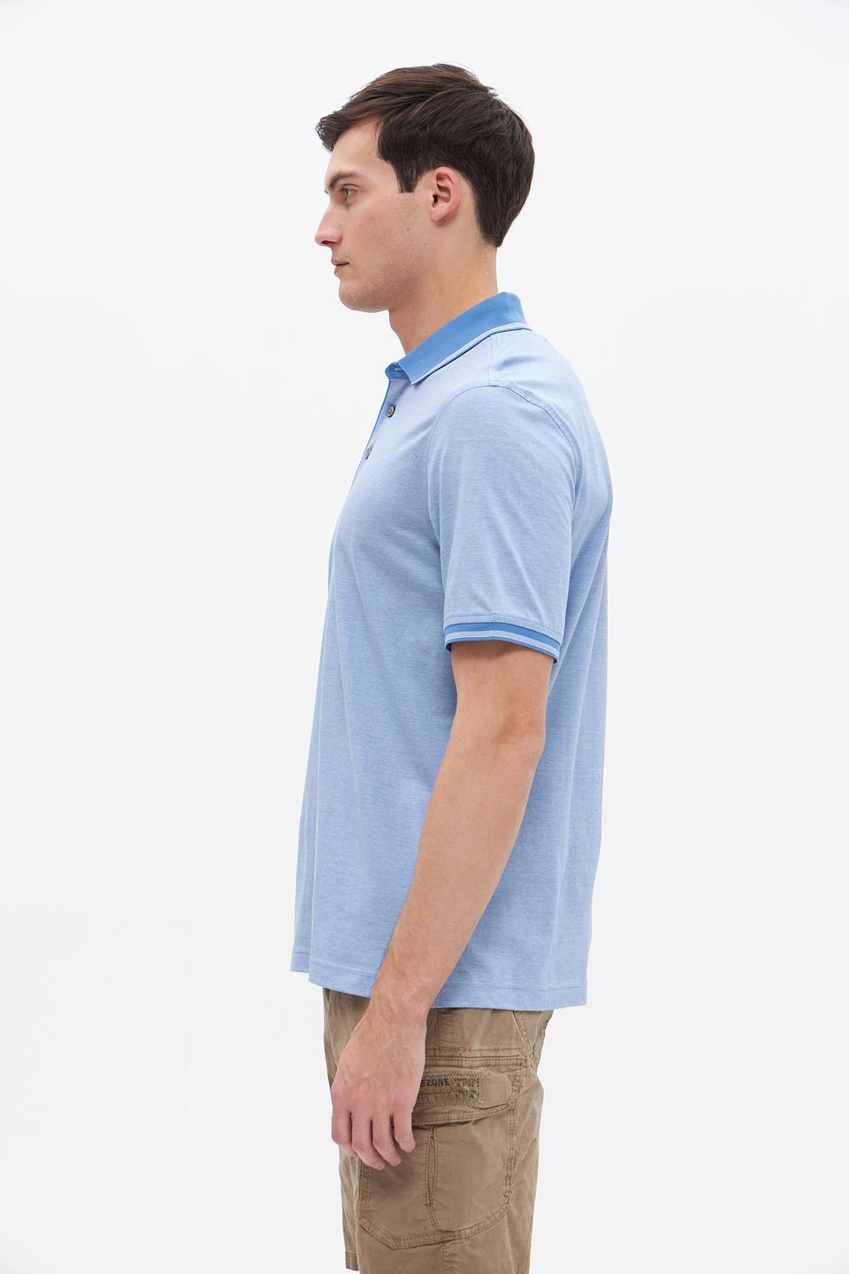 Поло Bugatti голубое с полоской