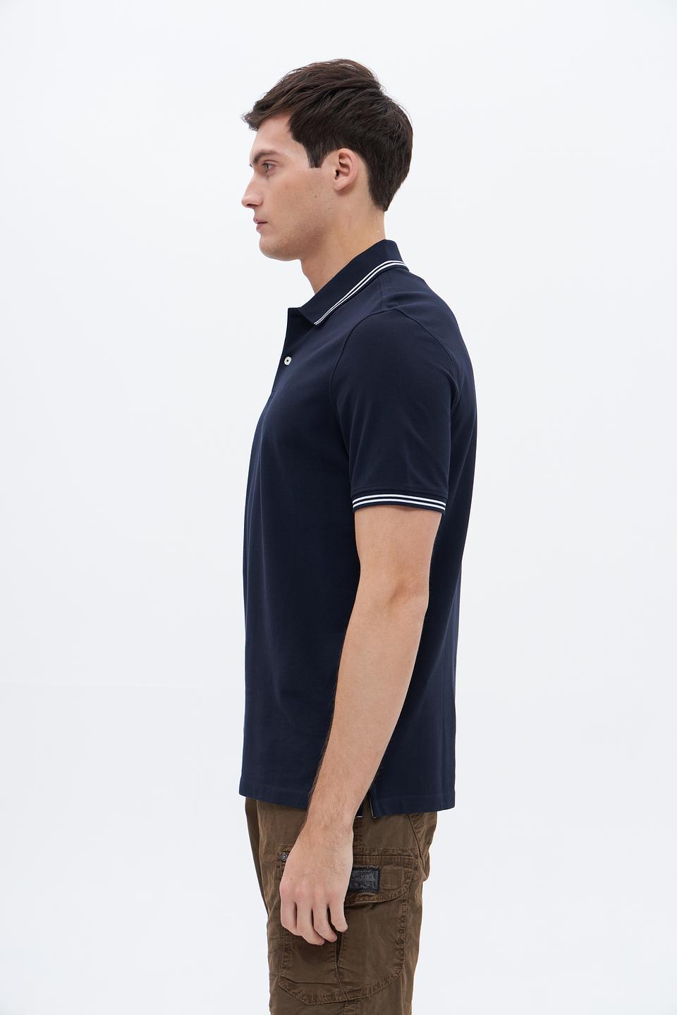 Поло Bugatti темно-синее с полоской