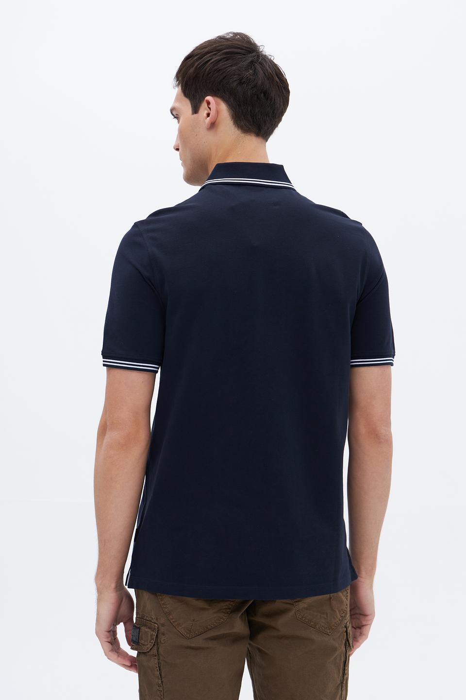 Поло Bugatti темно-синее с полоской