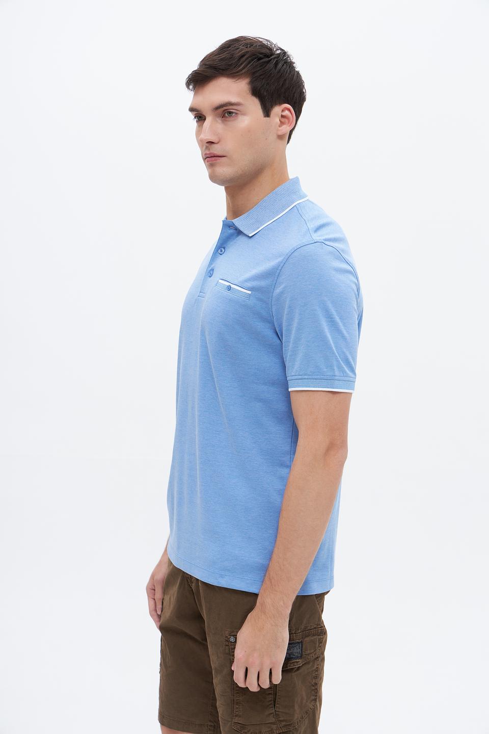 Поло Bugatti голубое с отделкой