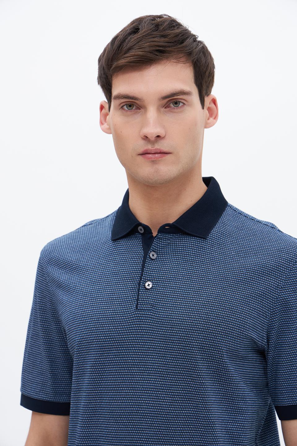 Поло Bugatti в полоску синий