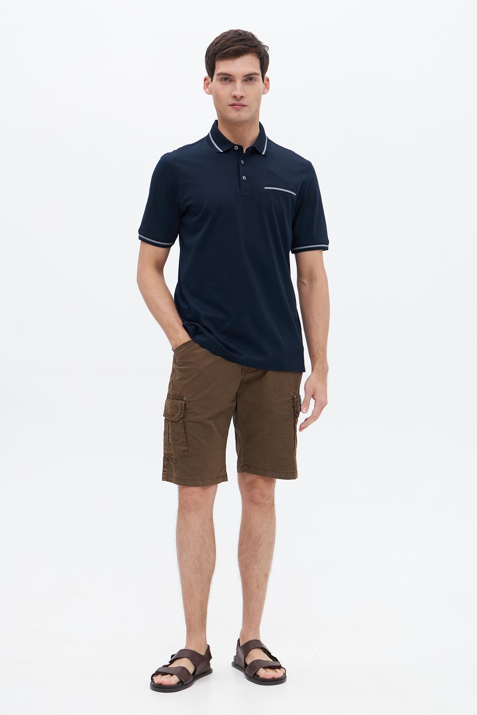 Поло Bugatti темно-синее с полоской