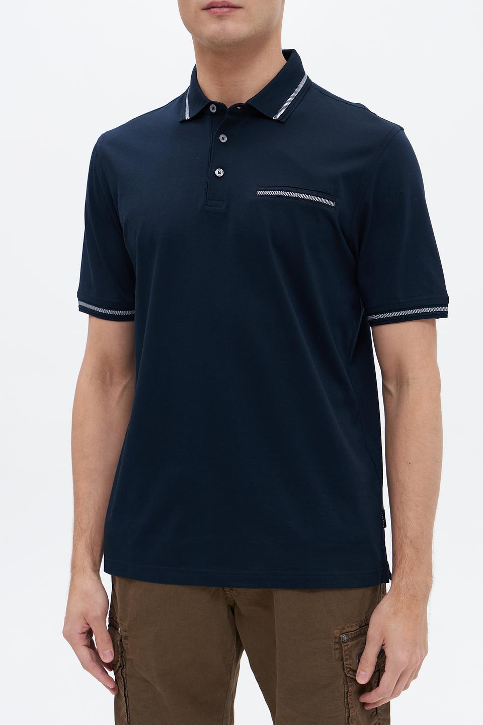 Поло Bugatti темно-синее с полоской