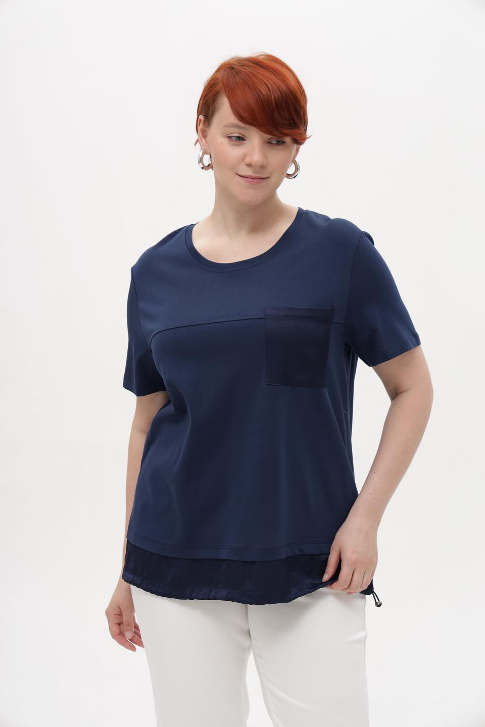 Блуза Margittes с карманом темно-синяя