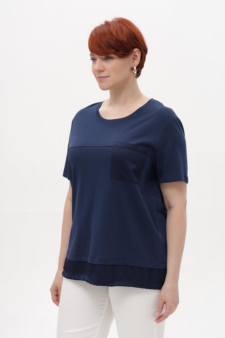 Блуза Margittes с карманом темно-синяя