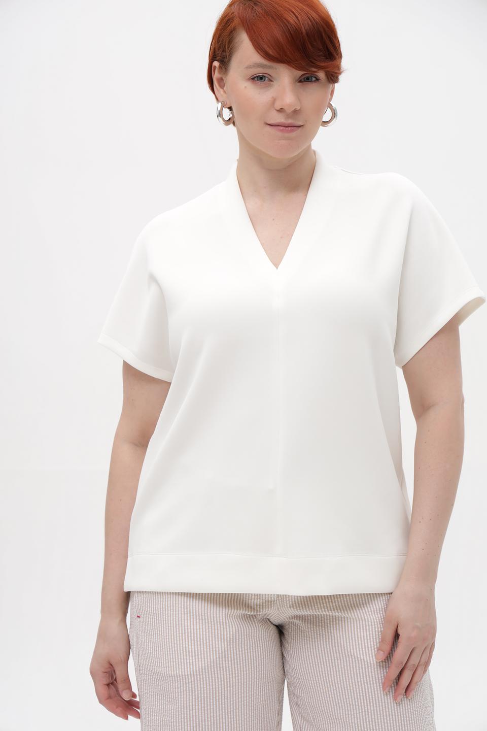 Блуза Gerry Weber белая с V-образным вырезом