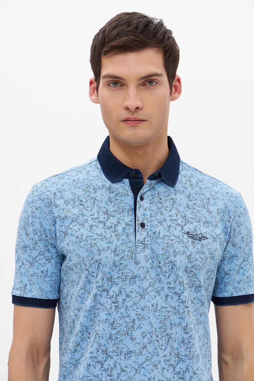 Поло Monte Carlo с принтом голубой