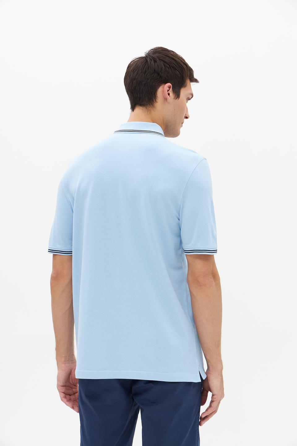 Поло Bugatti голубое с полоской