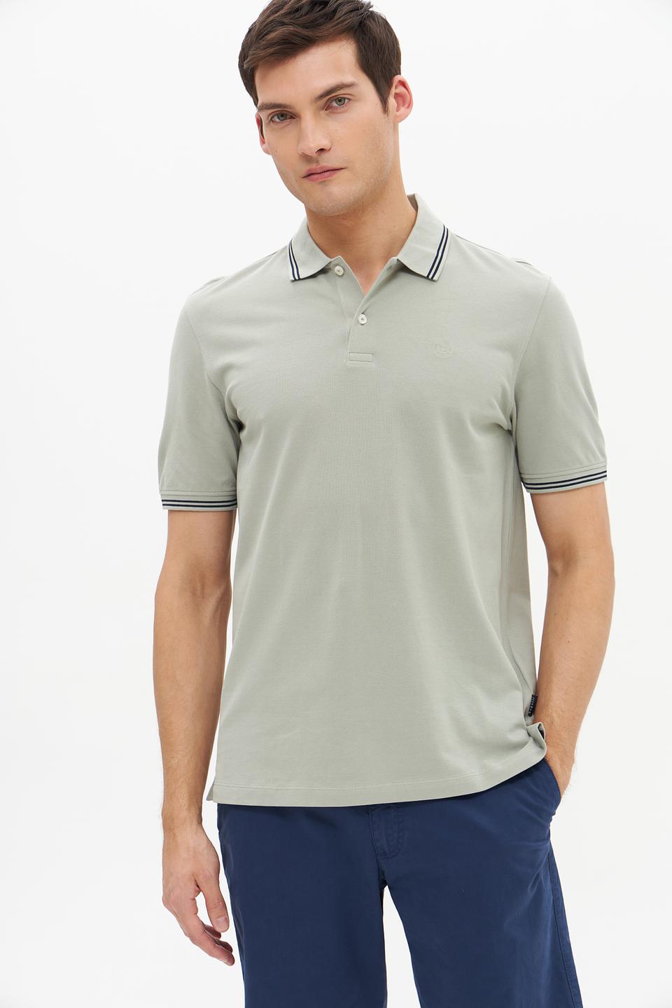 Поло Bugatti серое с полоской