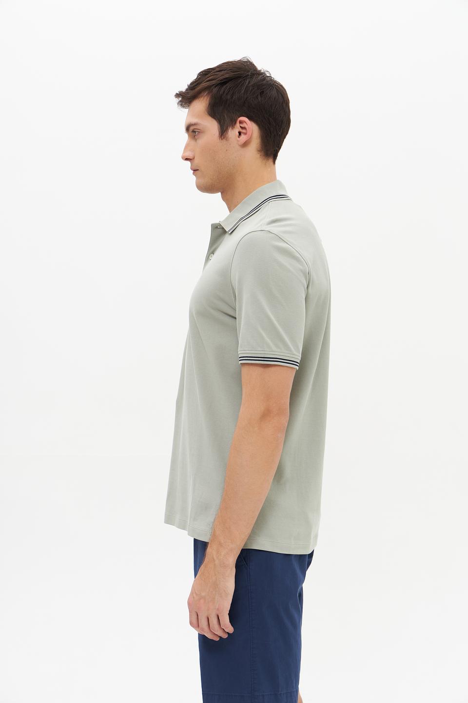 Поло Bugatti серое с полоской