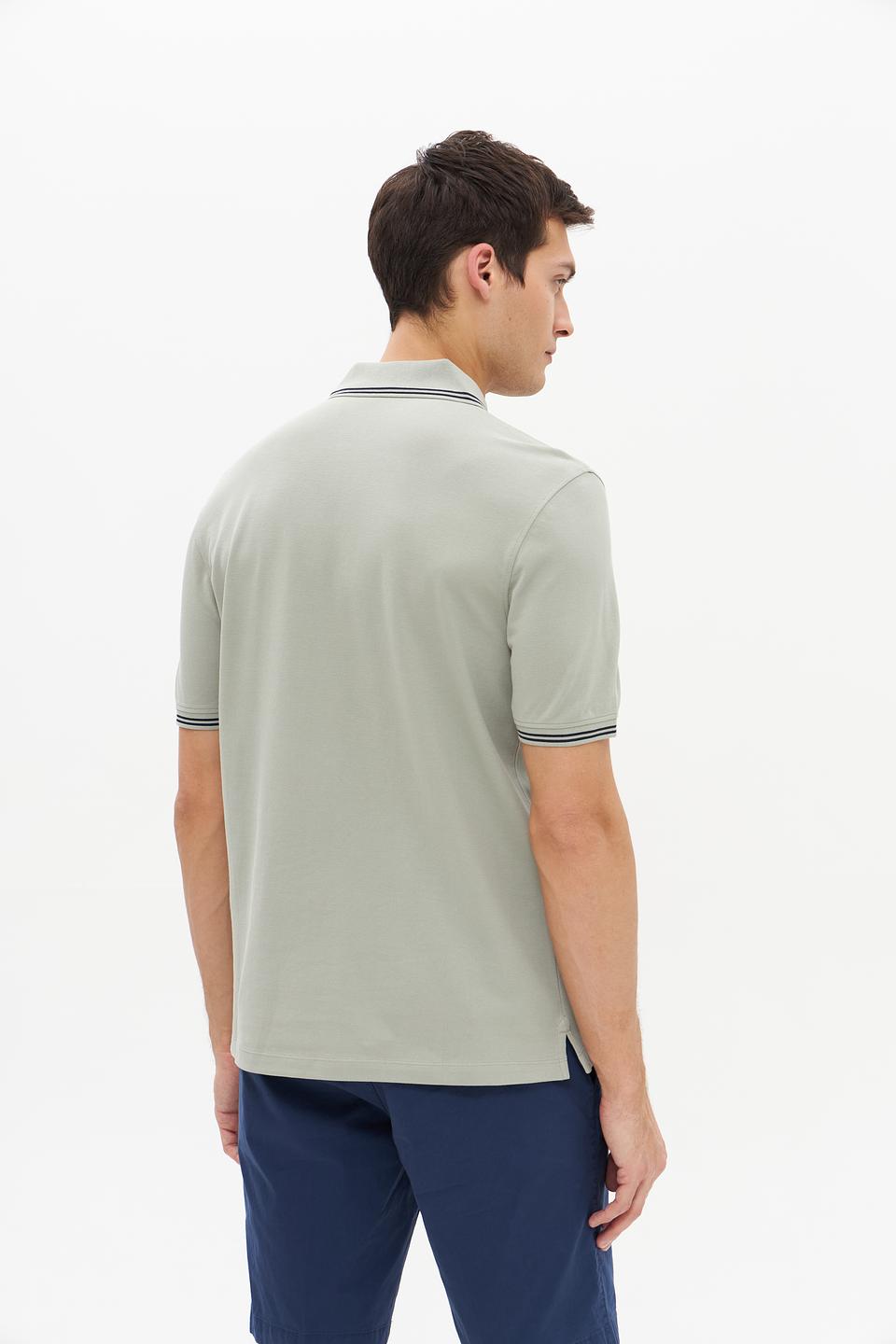 Поло Bugatti серое с полоской