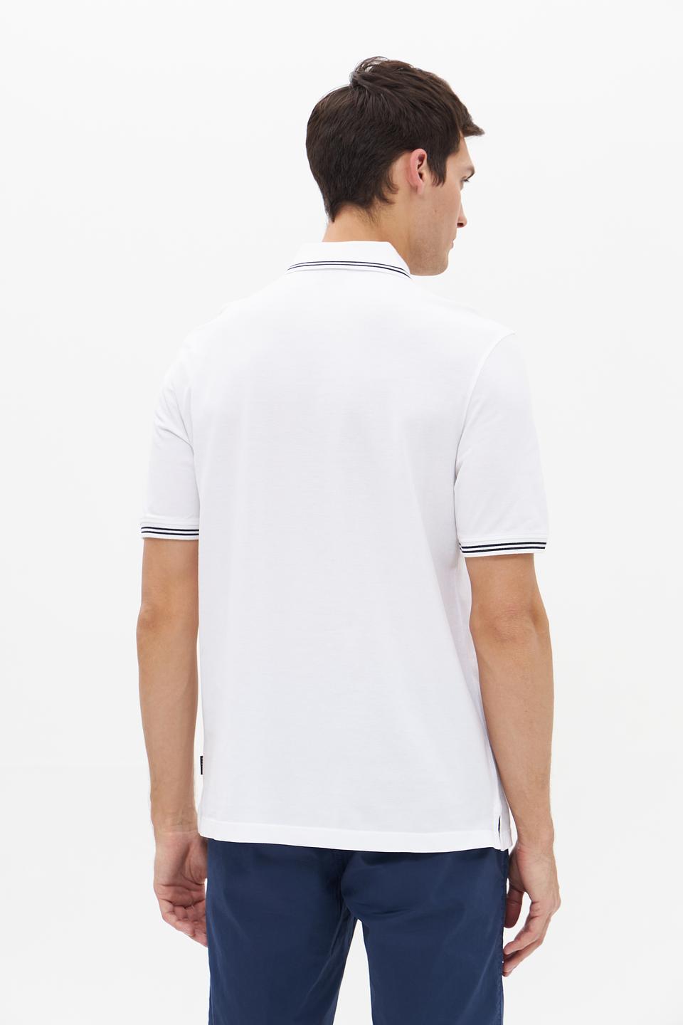 Поло Bugatti белый с полоской