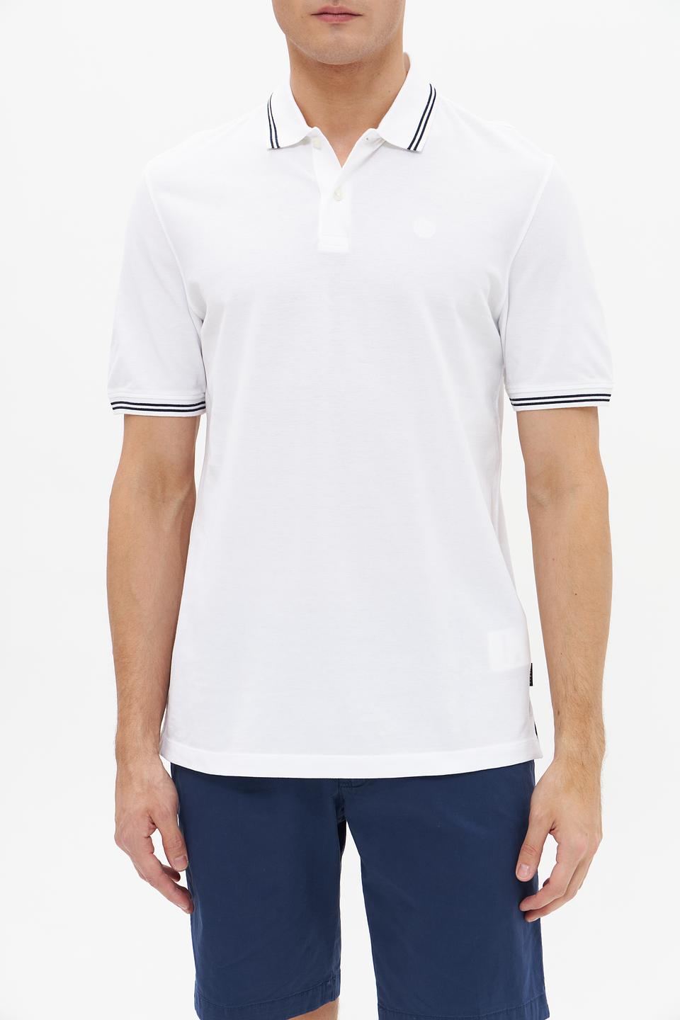 Поло Bugatti белый с полоской
