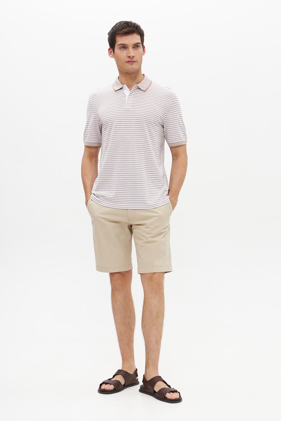 Поло Bugatti в полоску бежевый