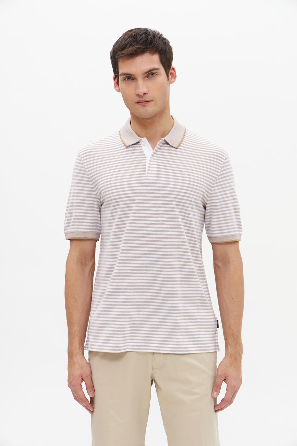 Поло Bugatti в полоску бежевый
