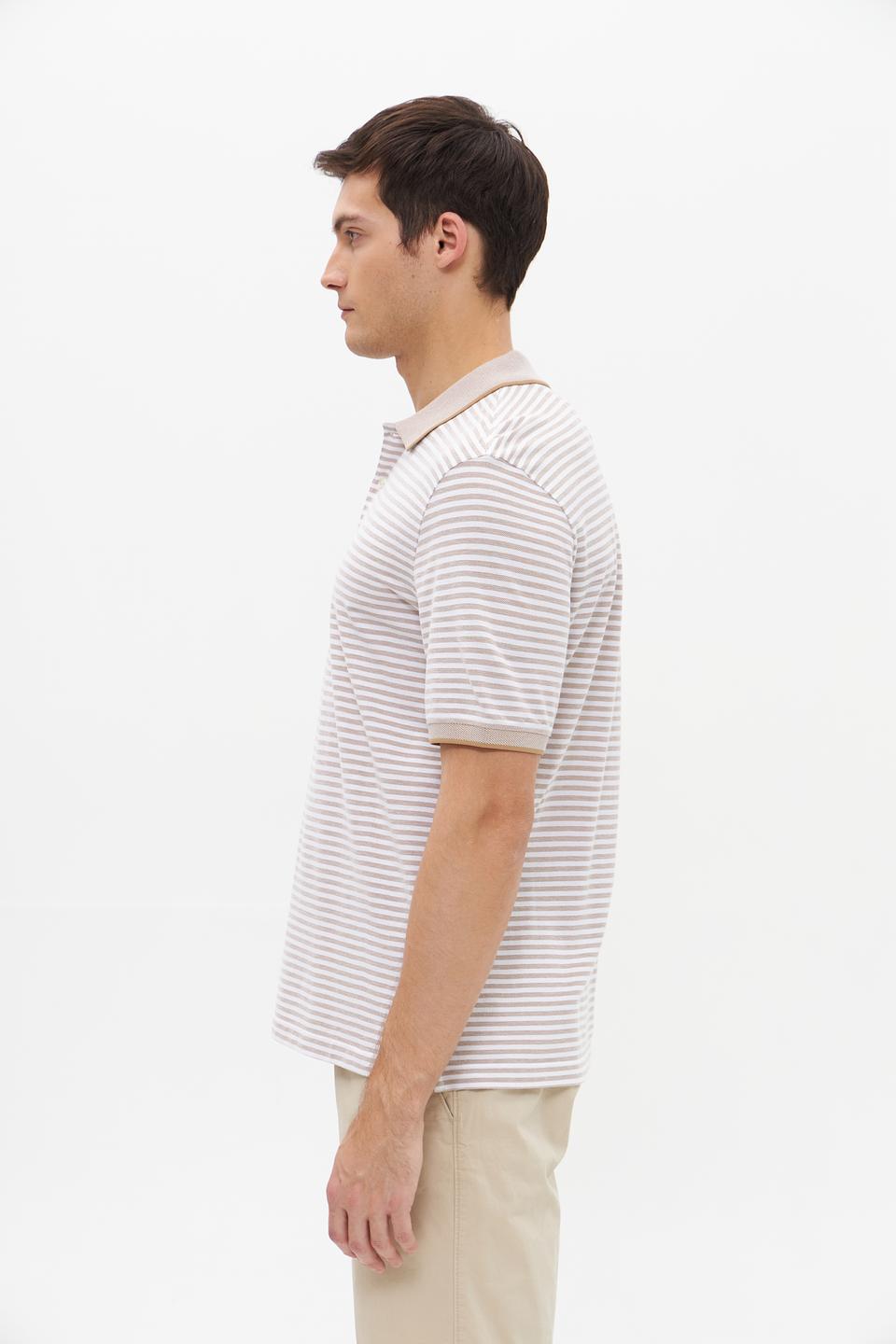 Поло Bugatti в полоску бежевый