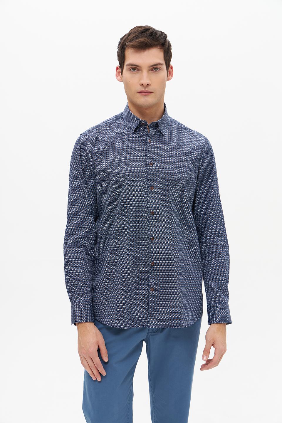 Рубашка Bugatti с принтом синий