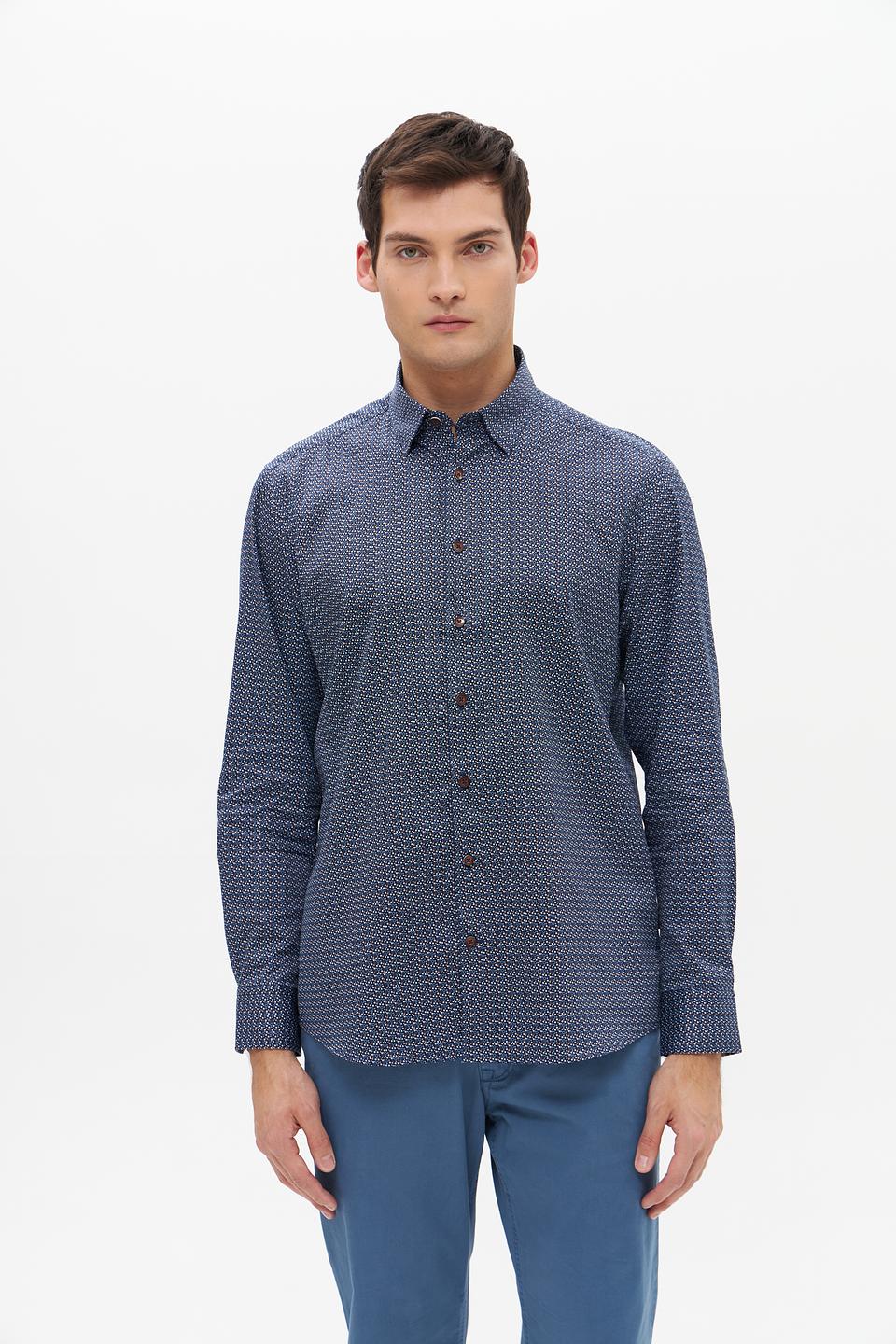 Рубашка Bugatti с принтом синий