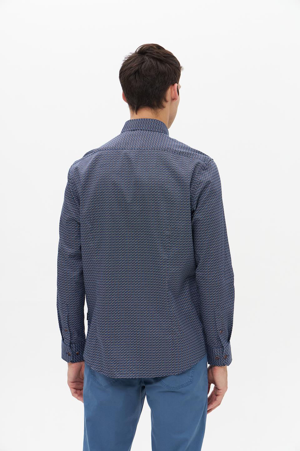 Рубашка Bugatti с принтом синий