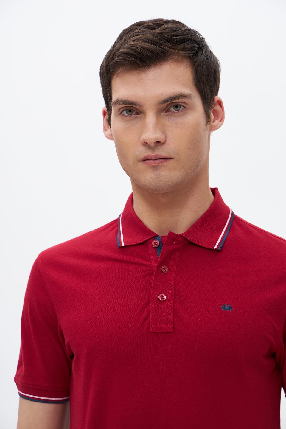 Поло Granchio бордовый с полоской