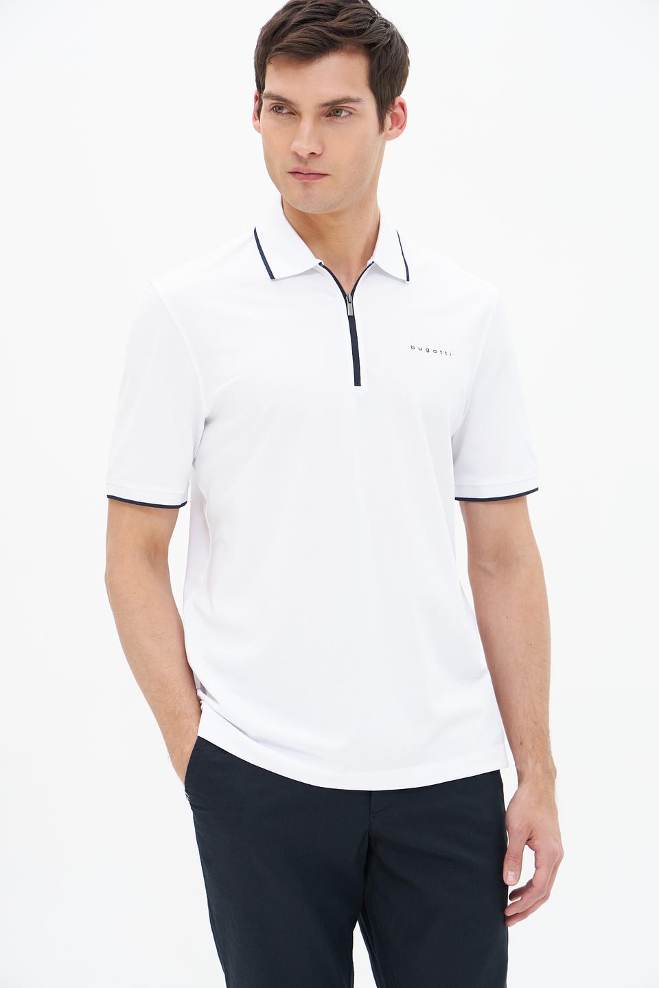 Поло Bugatti с молнией белый