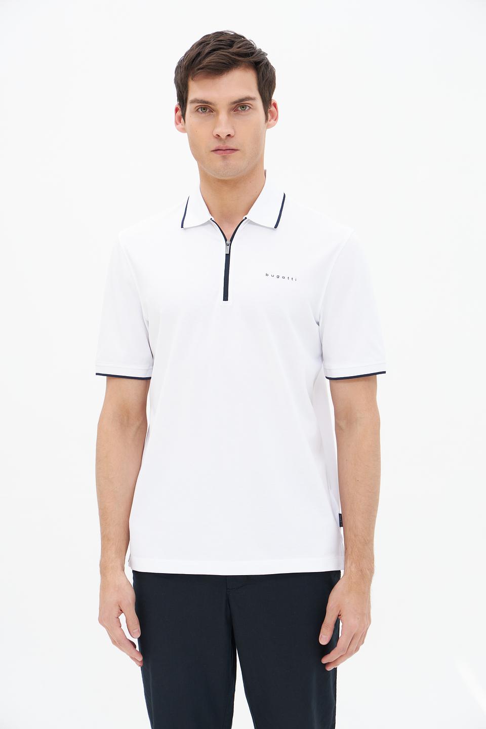 Поло Bugatti с молнией белый
