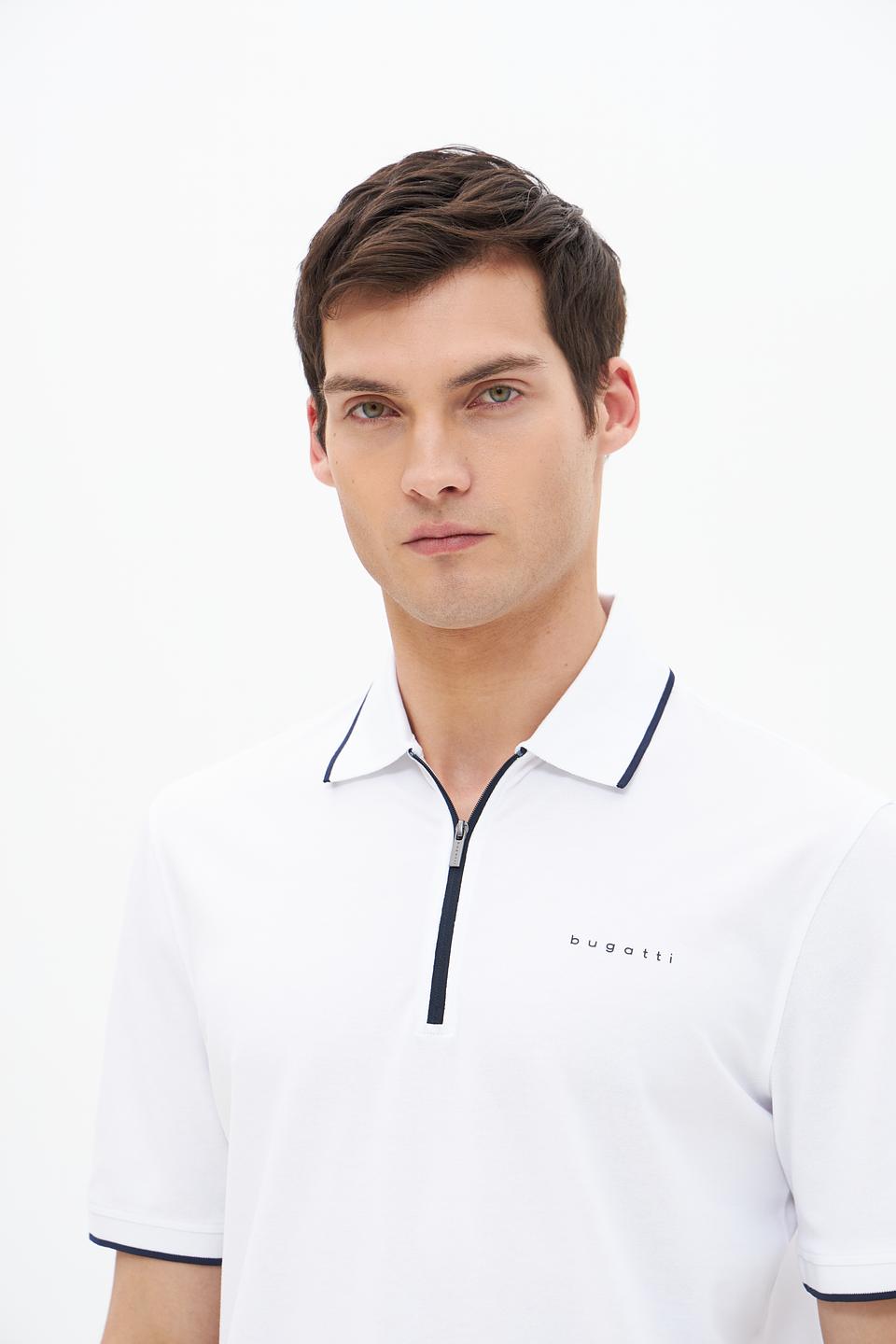 Поло Bugatti с молнией белый