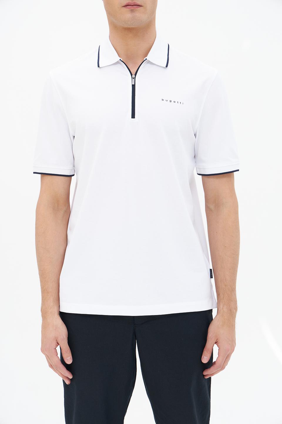 Поло Bugatti с молнией белый