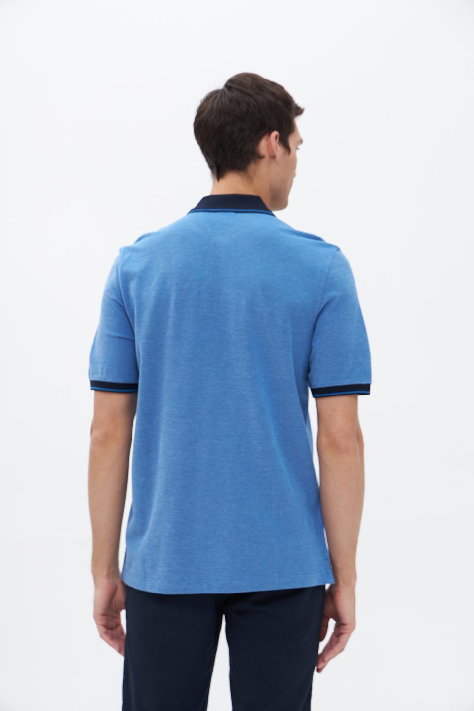 Поло Bugatti мужское голубое с тёмно-синим