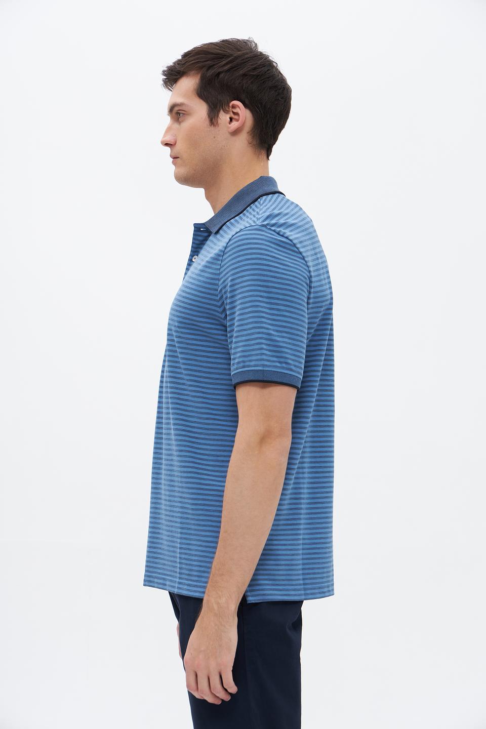 Поло Bugatti в полоску синий