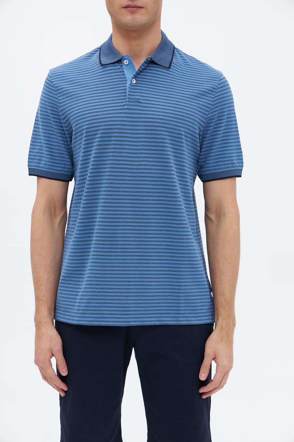 Поло Bugatti в полоску синий