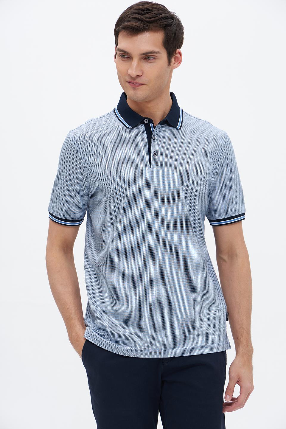 Поло Bugatti в клетку голубой