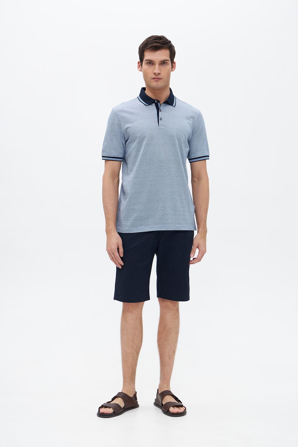 Поло Bugatti в клетку голубой