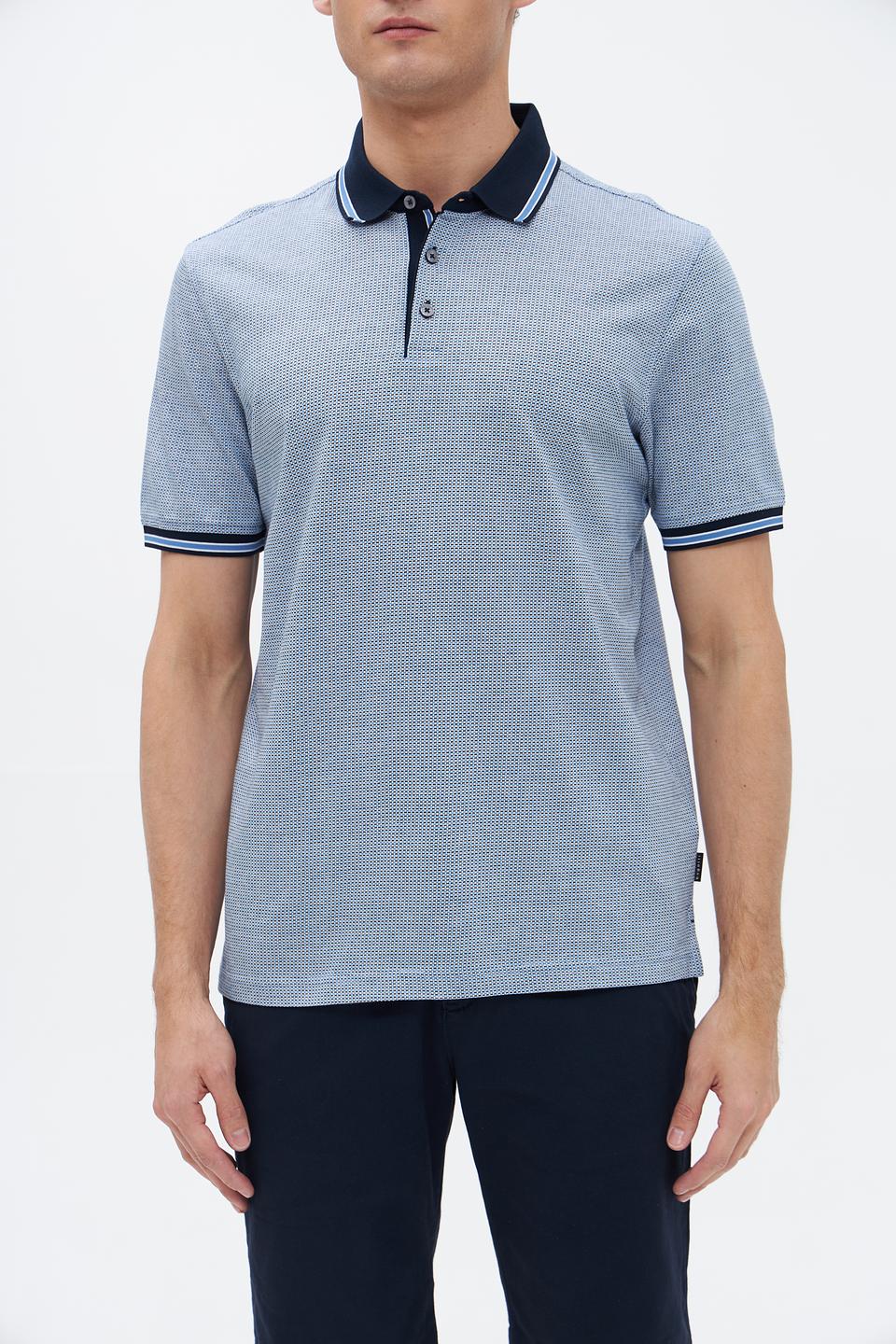 Поло Bugatti в клетку голубой