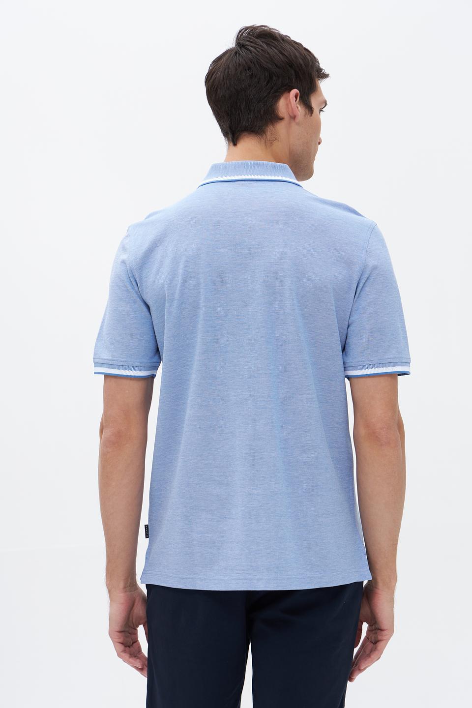 Поло Bugatti голубое с белой отделкой