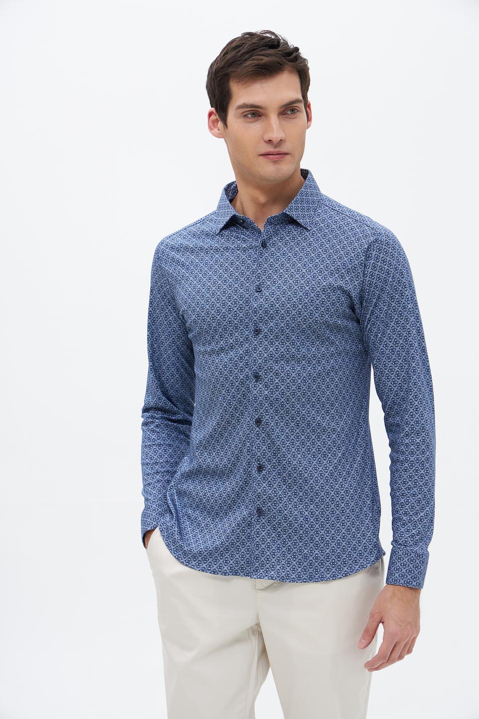 Рубашка Desoto с принтом голубой