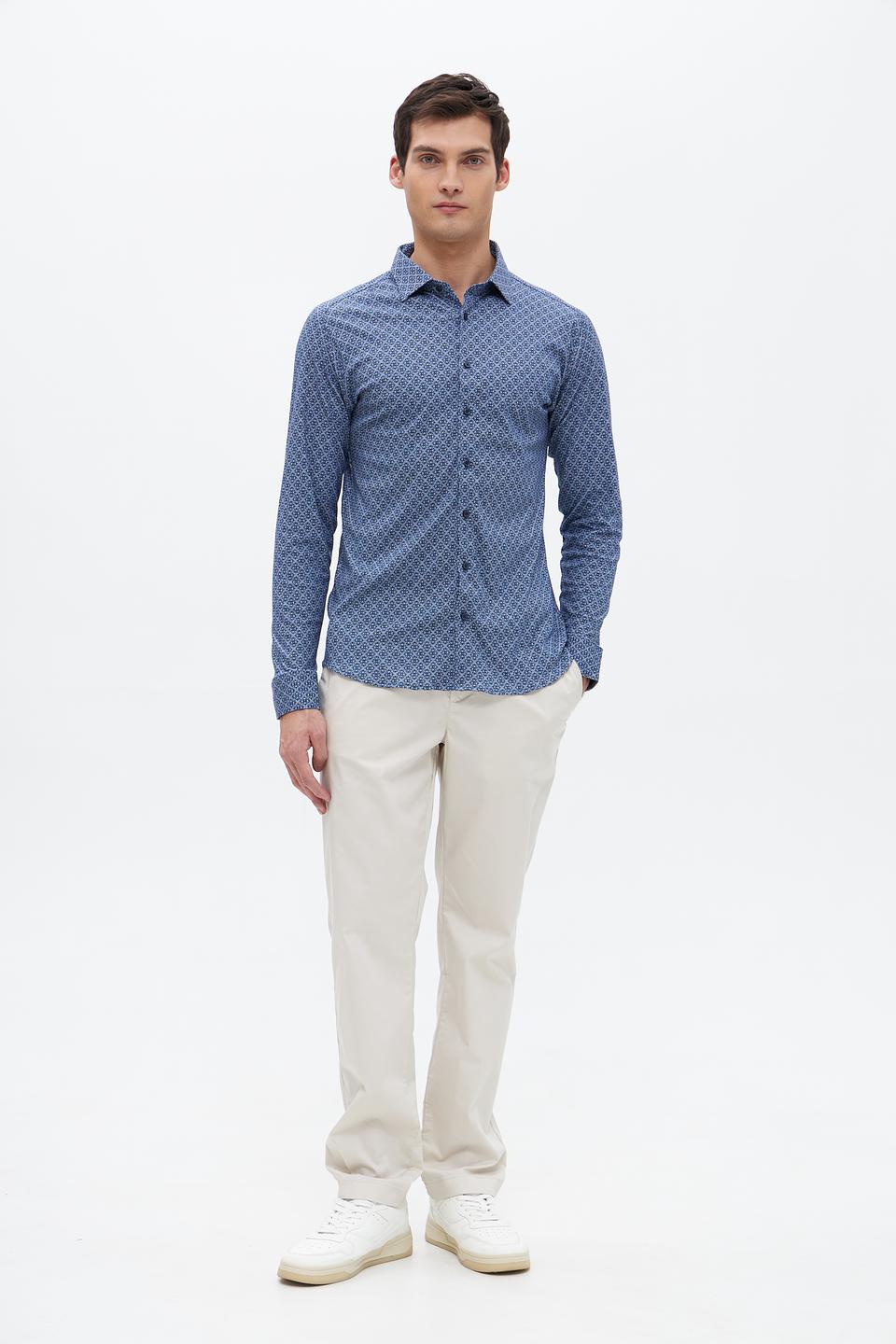 Рубашка Desoto с принтом голубой