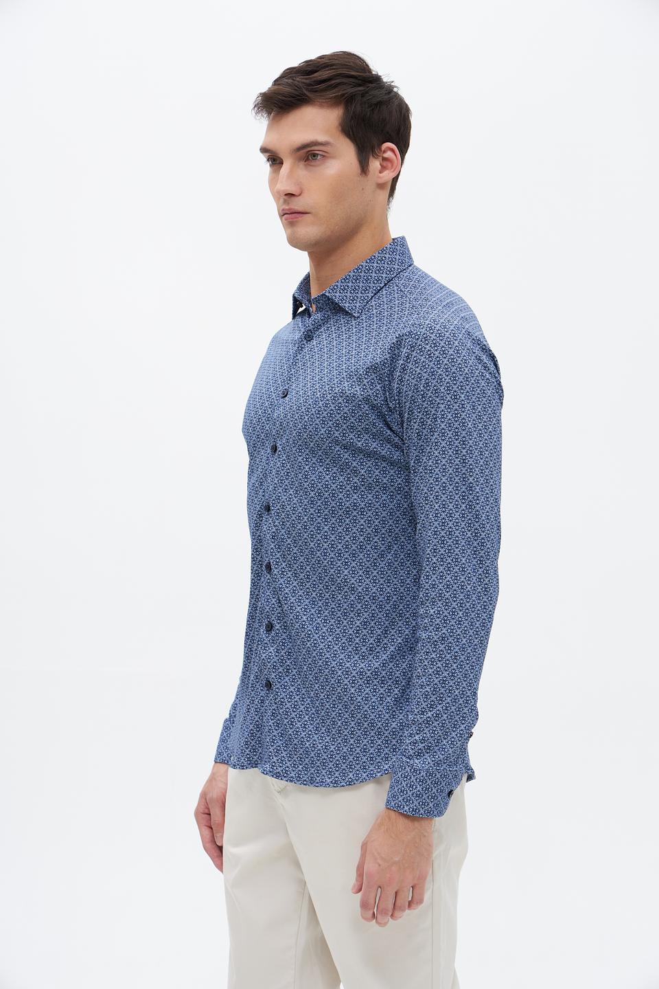 Рубашка Desoto с принтом голубой