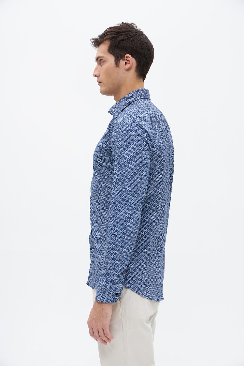 Рубашка Desoto с принтом голубой