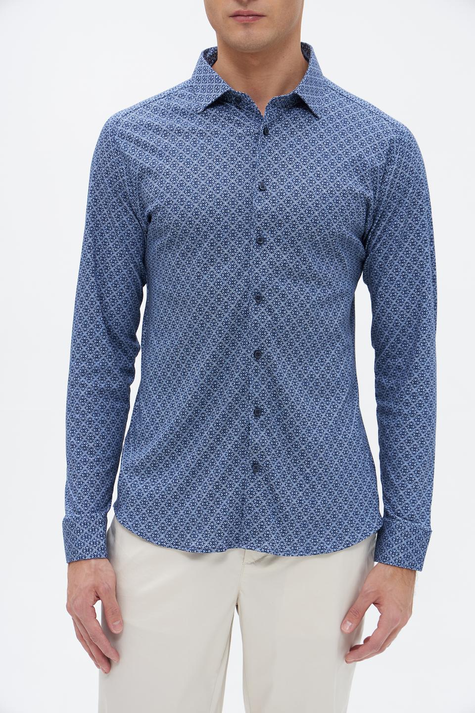 Рубашка Desoto с принтом голубой