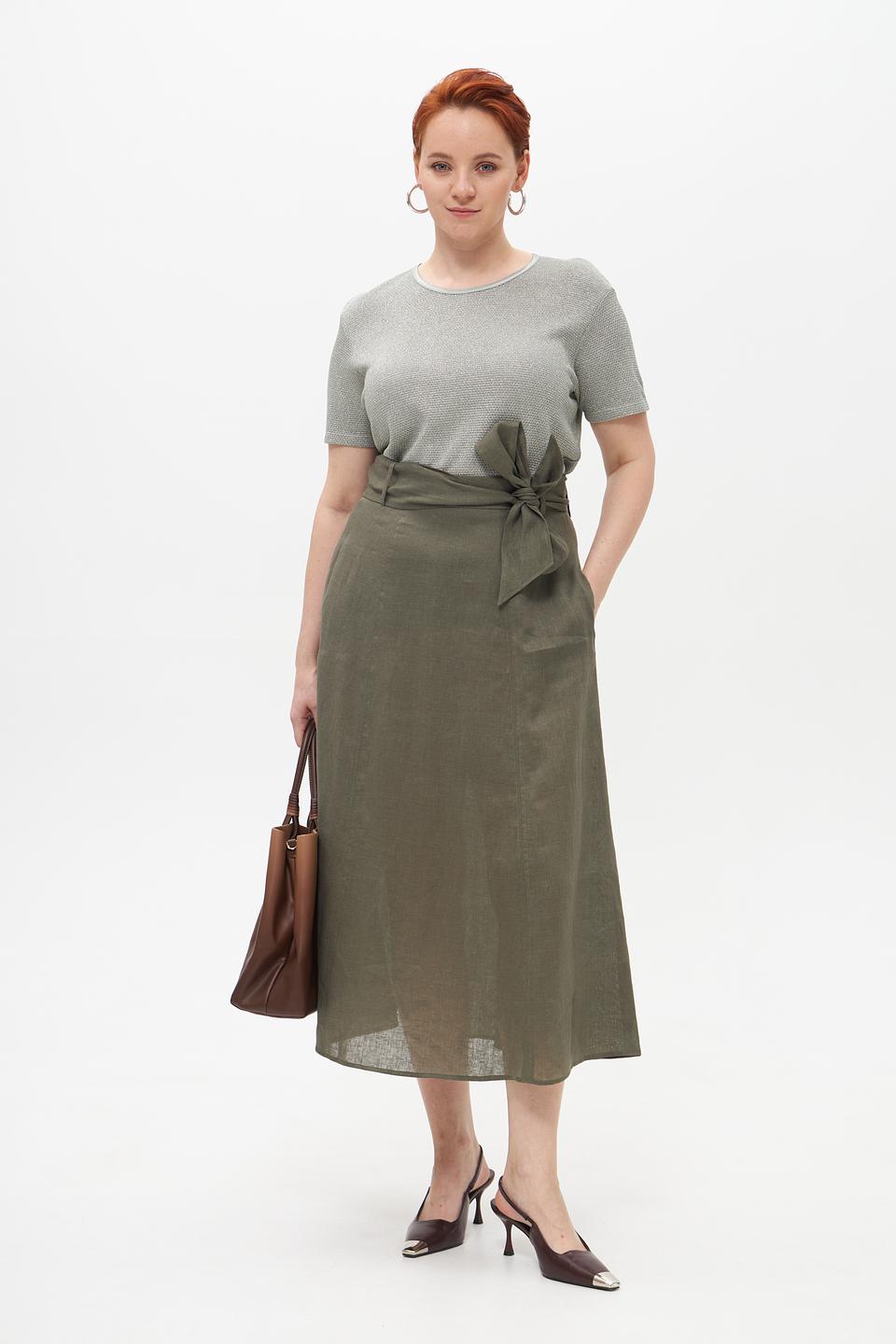 Юбка льняная Cinque оливковая