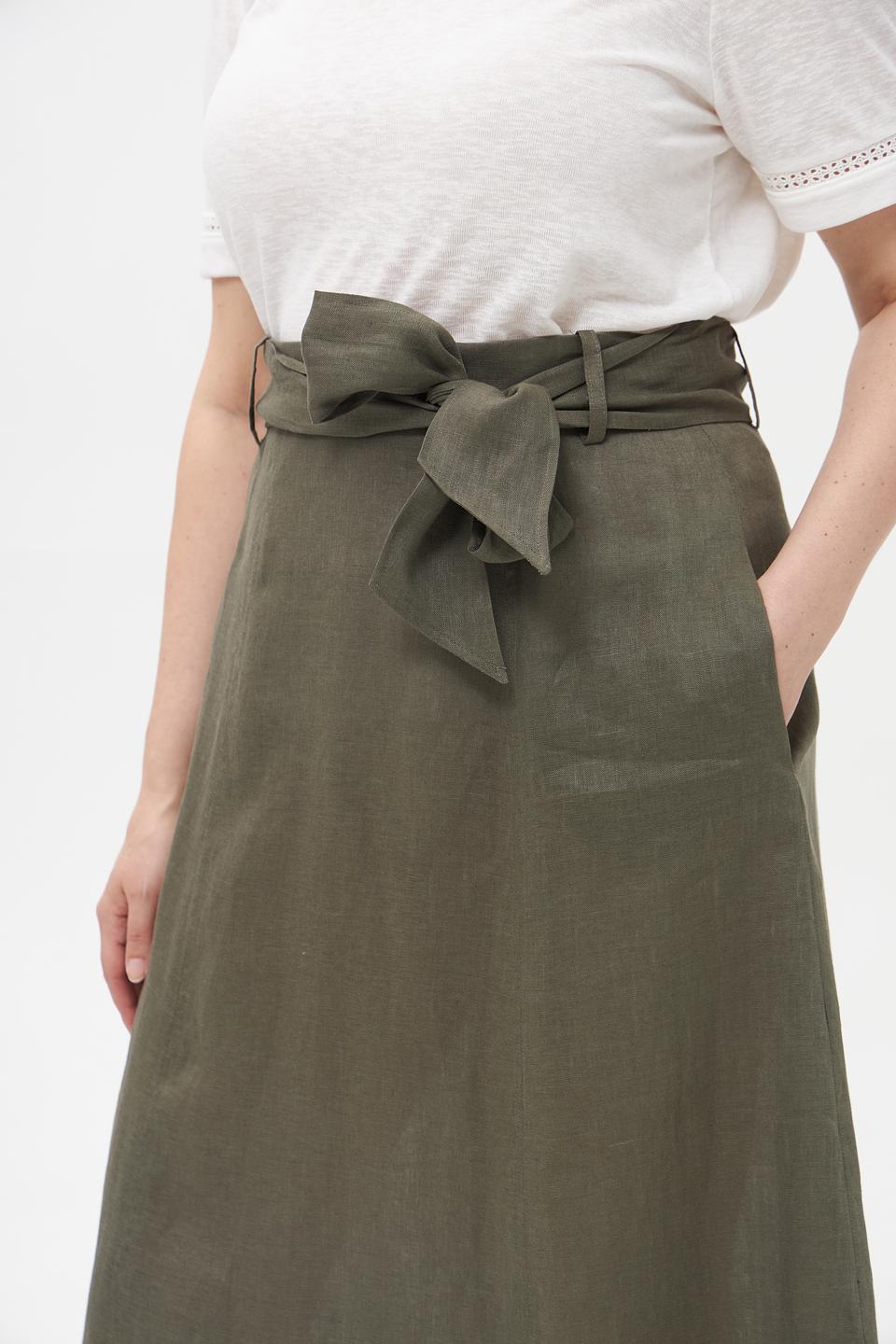 Юбка льняная Cinque оливковая