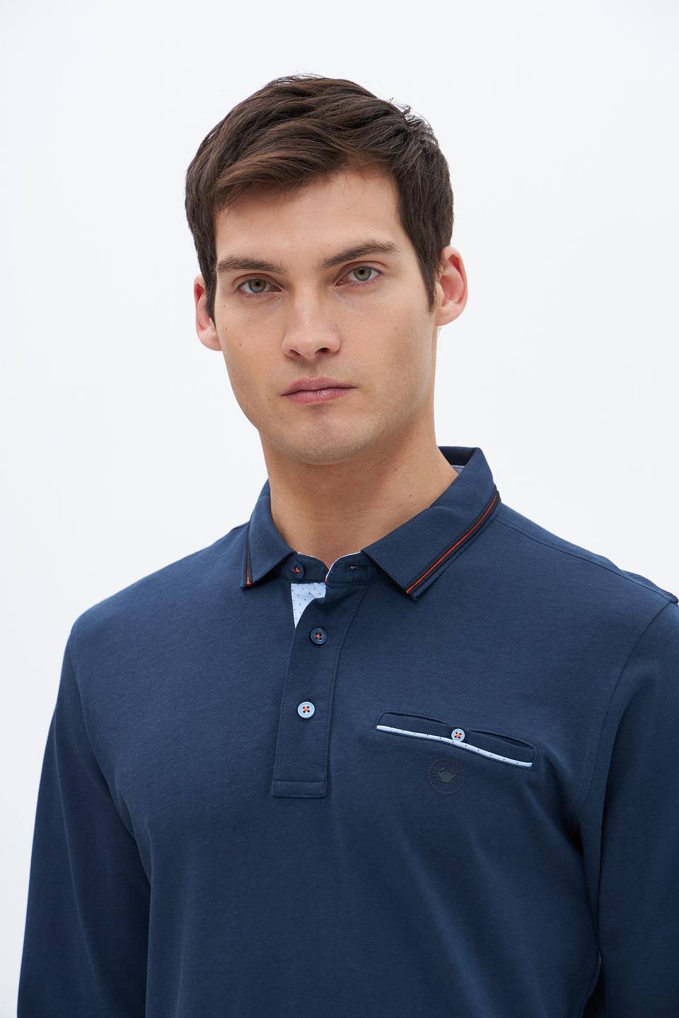 Поло Granchio с длинным рукавом синее