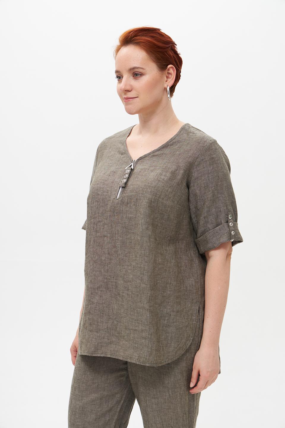 Блузка Doris Streich льняная хаки