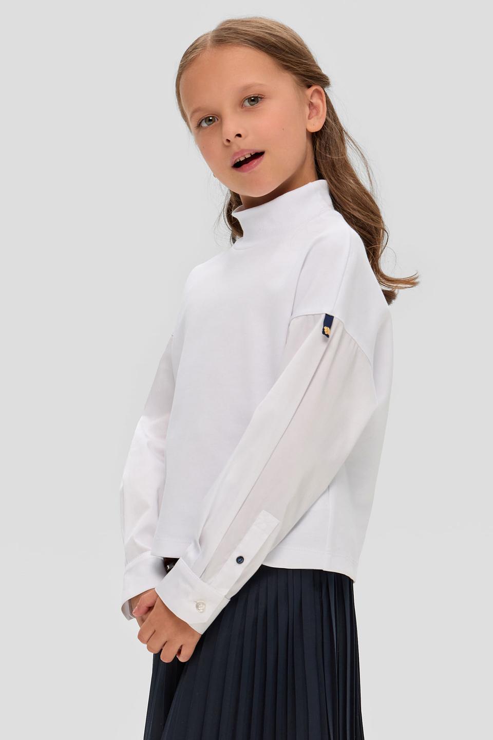 Джемпер Choupette белый с рукавами-рубашкой и декоративной деталью