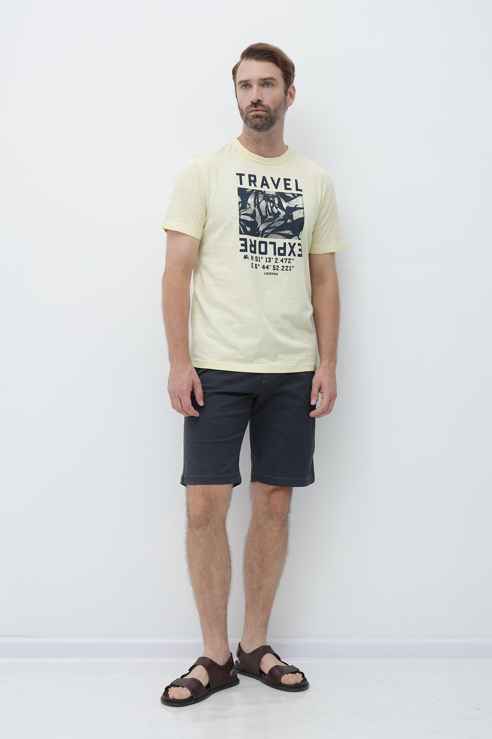 Футболка Lerros с принтом Travel светло-жёлтая