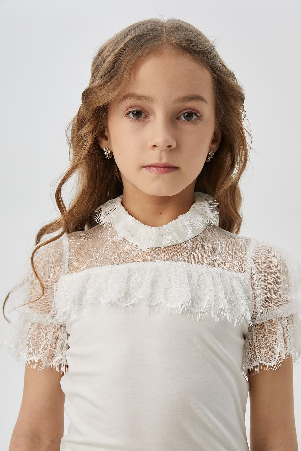 Блуза Choupette Белая с кружевом и объёмными рукавами