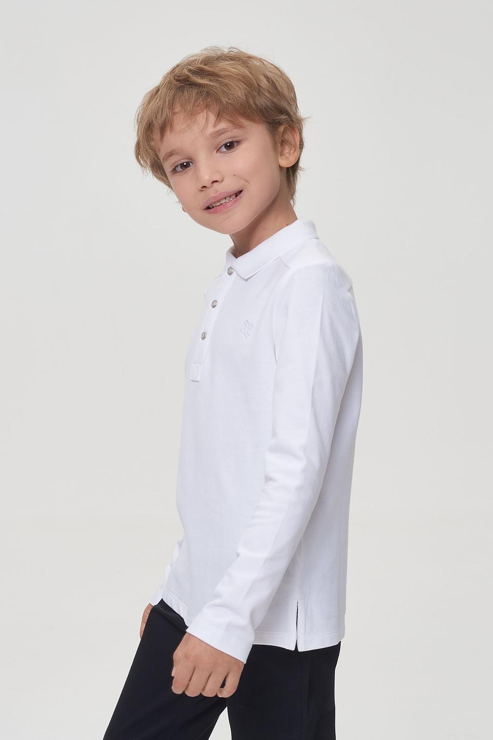 Поло Choupette белое с длинным рукавом для мальчика