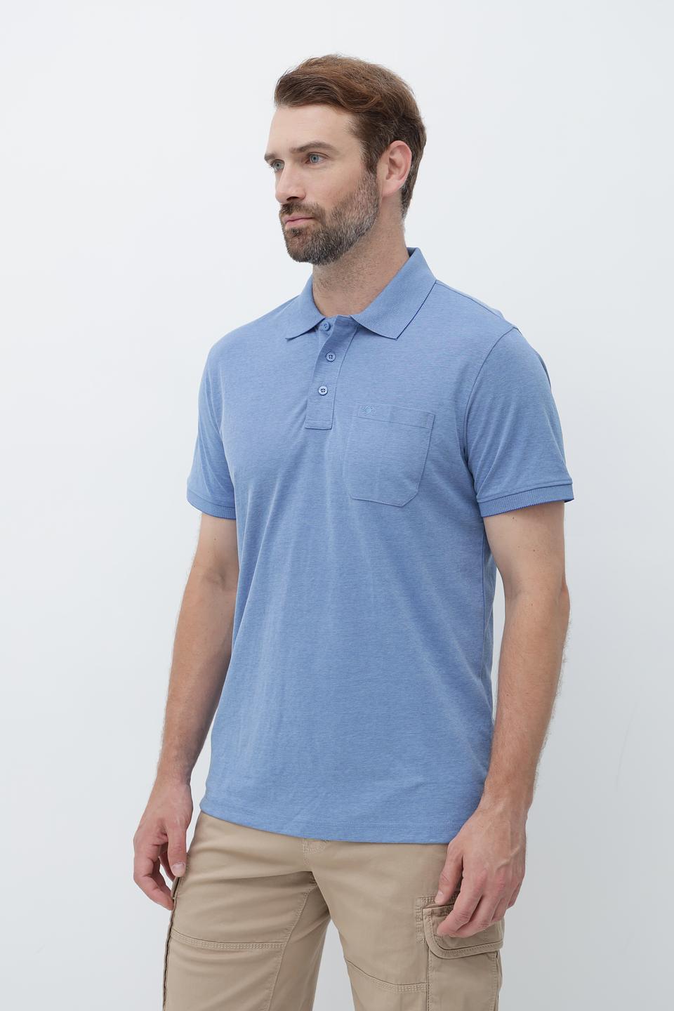 Поло Granchio голубое с карманом