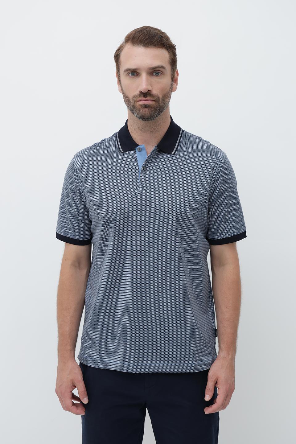 Поло Bugatti с принтом синий